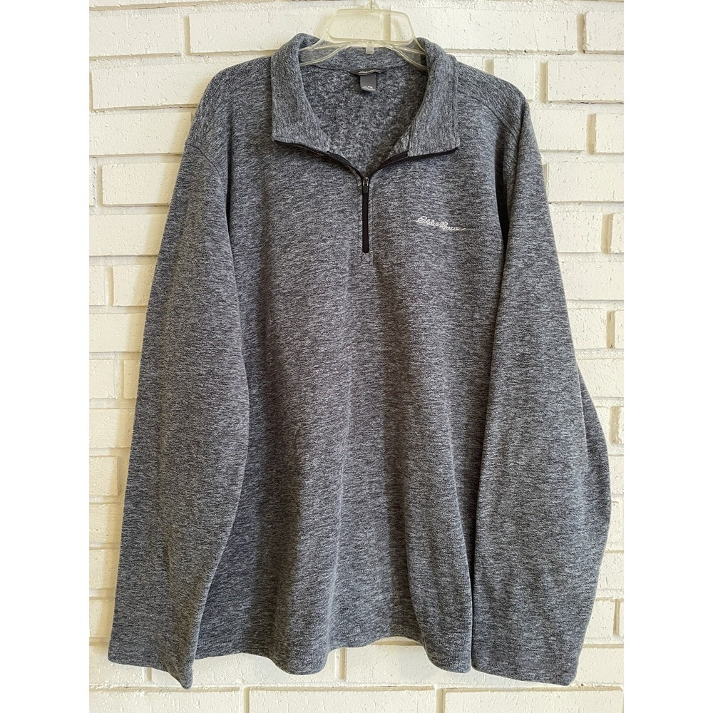 Eddie Bauer Men's Long Sleeve Quarter Zip Fleece Pullover Size TXL Gray